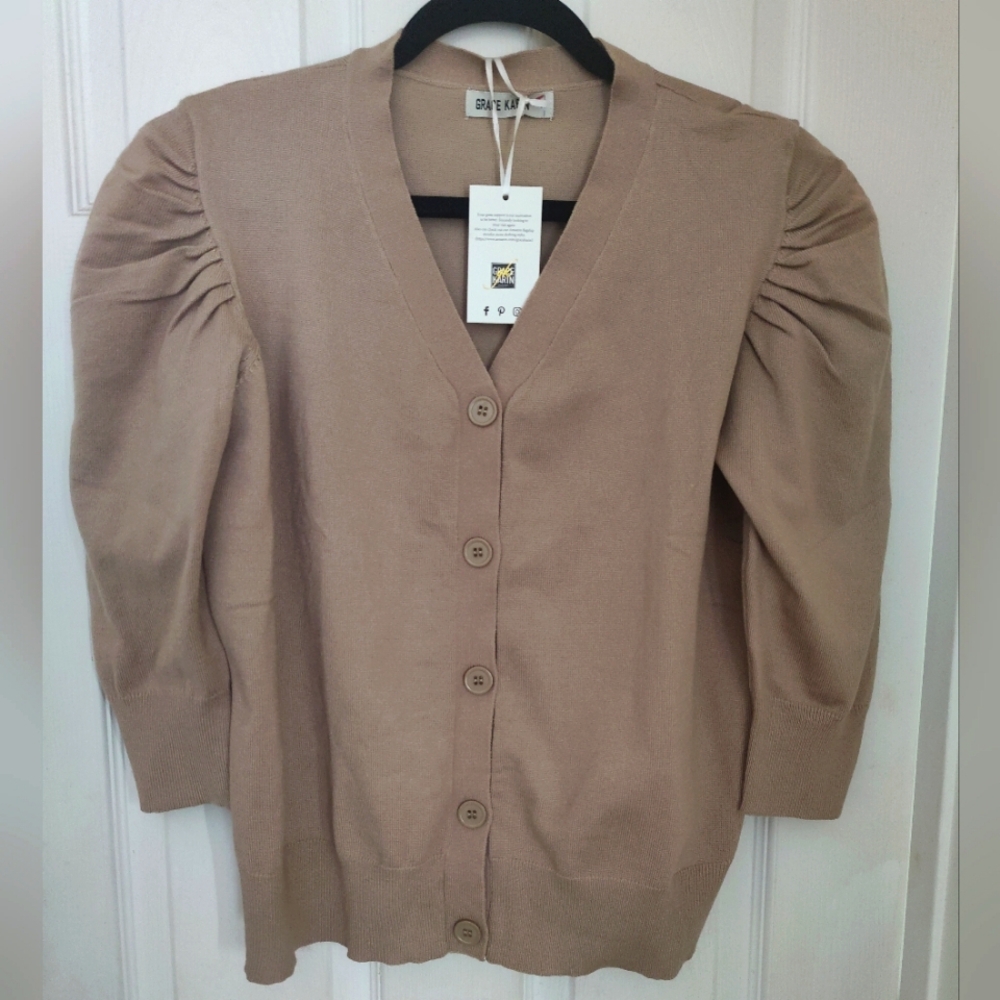 Grace Karin Camel Button Down Cardigan Size XL NWT